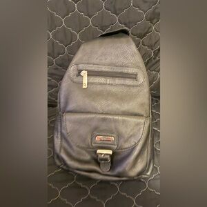 Alpine Swiss Black Leather Backpack
